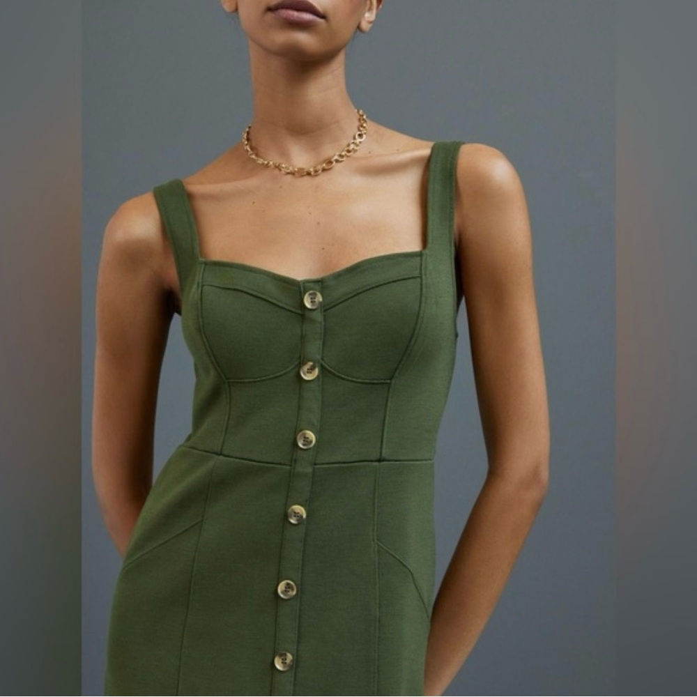 Anthropologie Maeve knit midi dress green